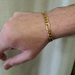 10k yellow gold Figaro link Men's bracelet